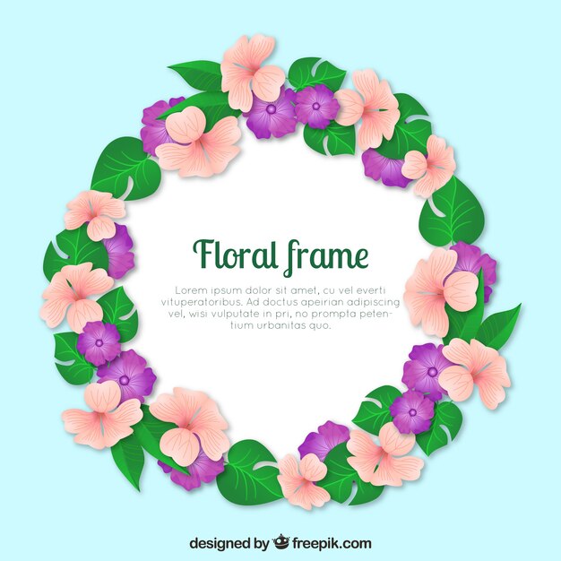 Realistic floral frame with elegant style