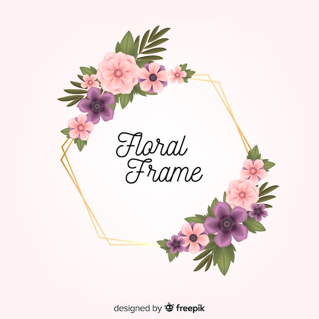 Realistic floral frame