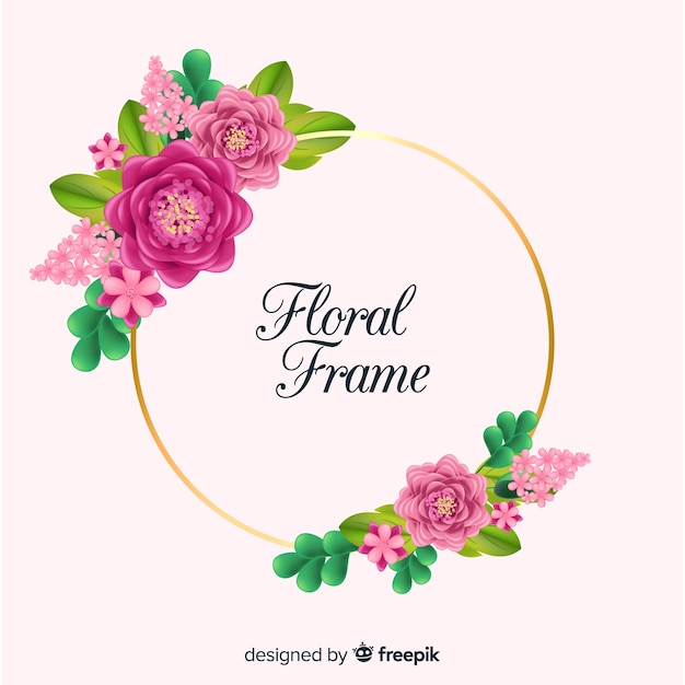 Realistic floral frame