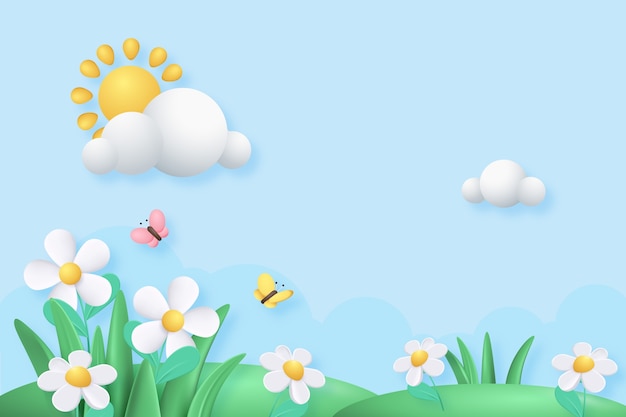 Realistic floral spring background