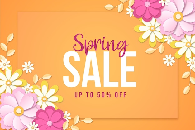 Realistic floral spring sale promo