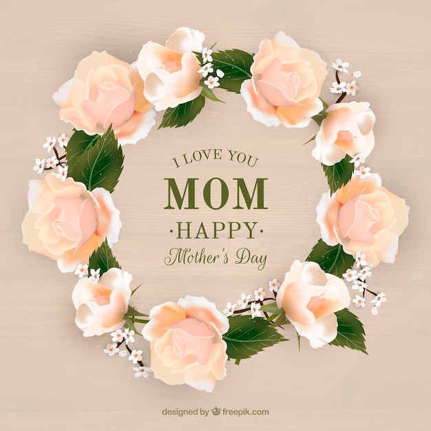 Free vector realistic floral wreath for mother's day