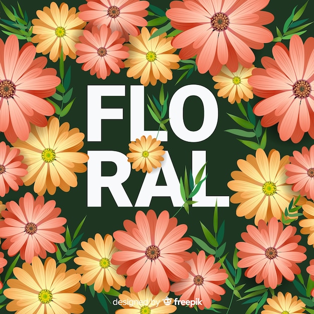 Realistic flower and leaves background