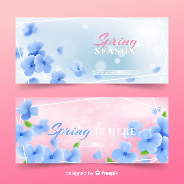 Realistic flower spring sale banner