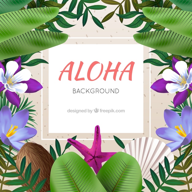 Realistic flowers aloha background