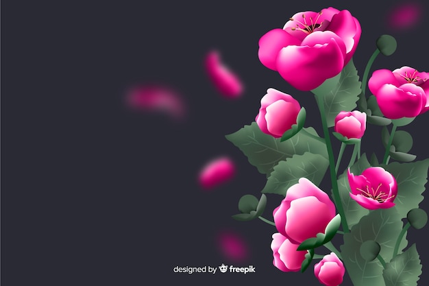 Free vector realistic flowers on a dark background