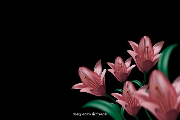 Realistic flowers on a dark background