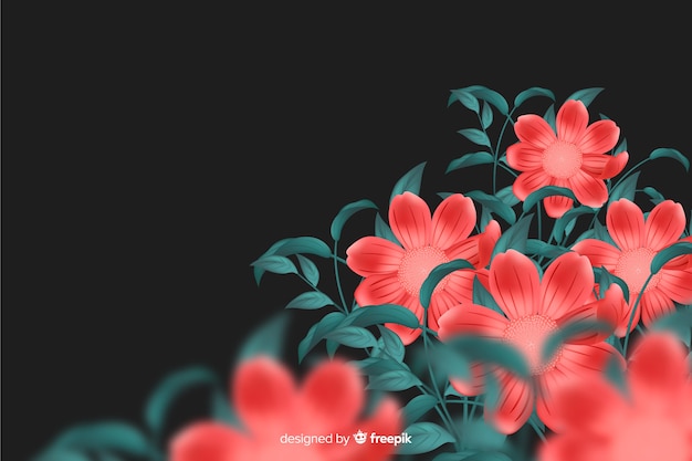 Free vector realistic flowers on a dark background