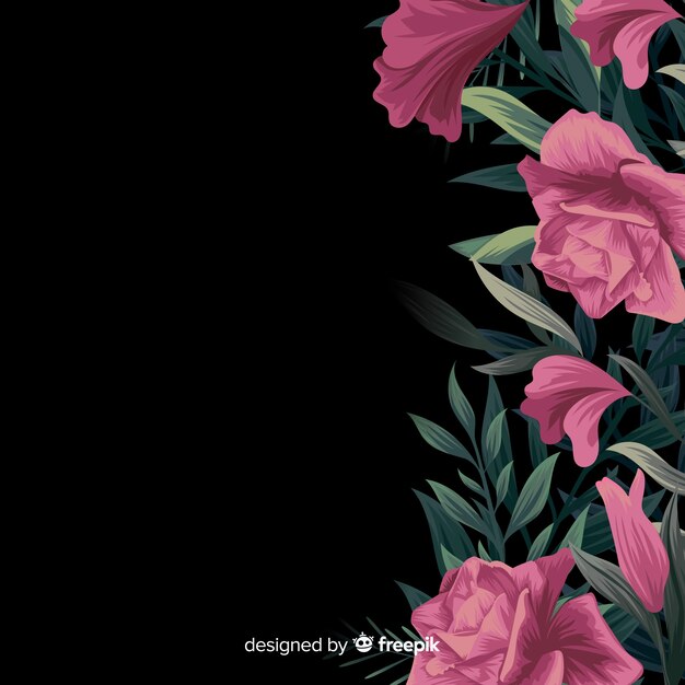 Realistic flowers on a dark background