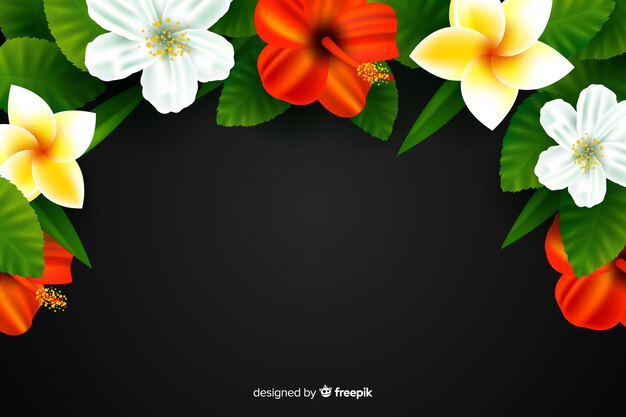 Realistic flowers on a dark background