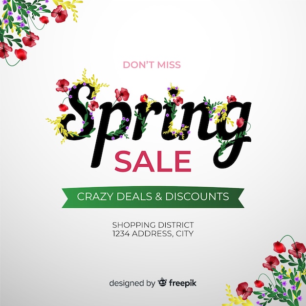 Free vector realistic flowers spring sale background