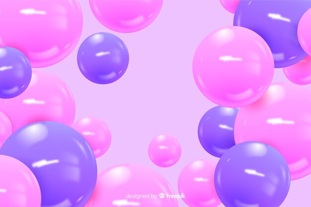 Realistic flowing glossy spheres background