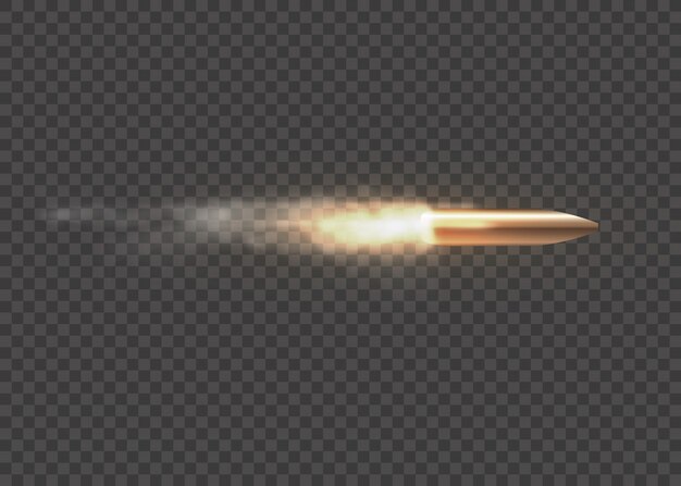 銃声 弾丸の動き 軍の煙の跡 動きのリアルな飛行弾 透明な背景に分離された煙跡 拳銃のシュートトレイル プレミアムベクター