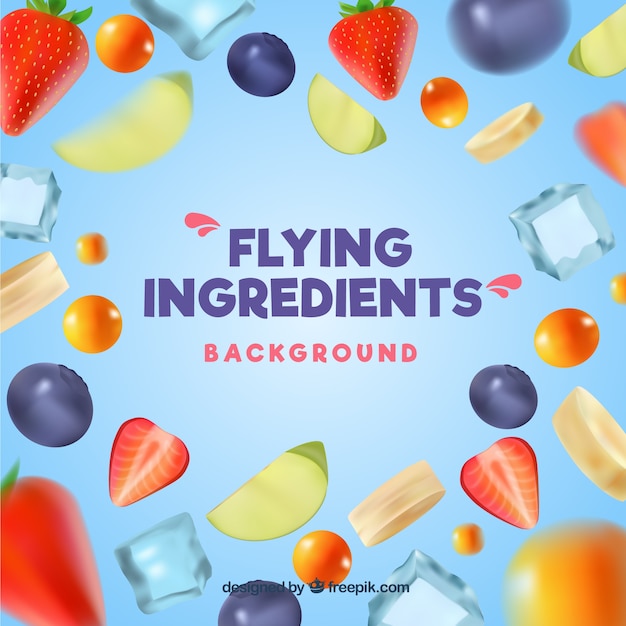 Free vector realistic flying ingredients