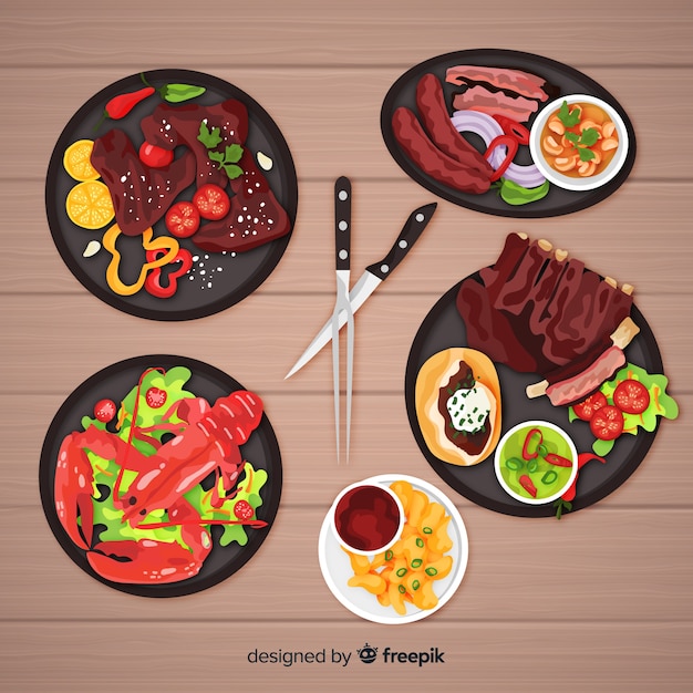 Free vector realistic food dish collection