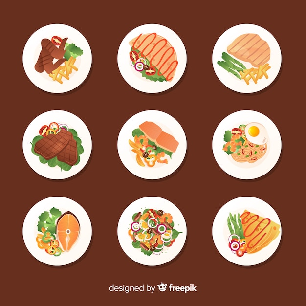 Free vector realistic food dish collection