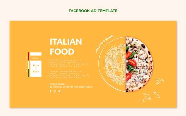 Vettore gratuito annuncio facebook di cibo realistico