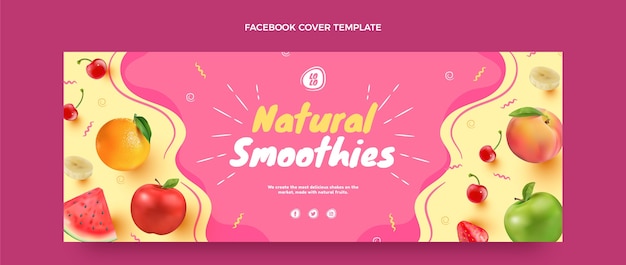 Free vector realistic food facebook cover