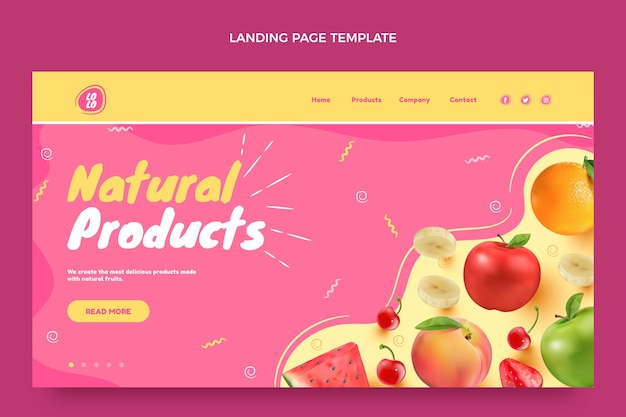 Free vector realistic food landing page template