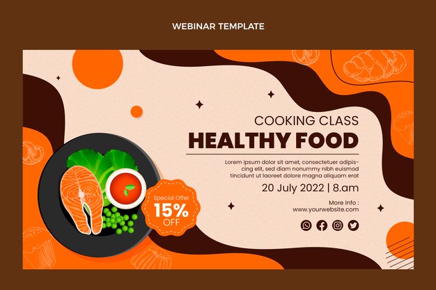 無料ベクター リアルなフードウェビナーテンプレート