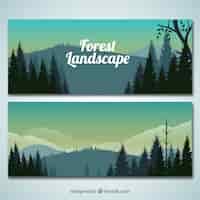 Vettore gratuito realistico forest landscape banner