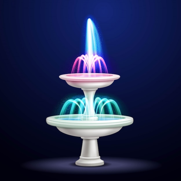 Free vector realistic fountain with neon lights