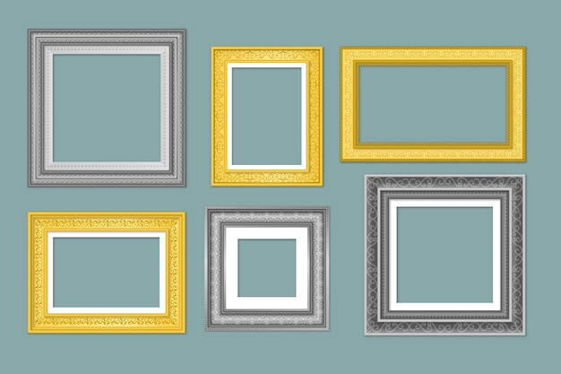 Realistic frame collection in vintage style