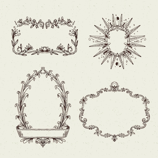 Free vector realistic frame collection in vintage style