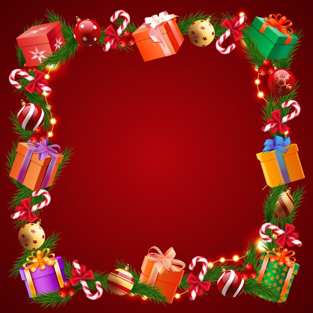 クリスマスシーズンのお祝いのための現実的なフレームテンプレート