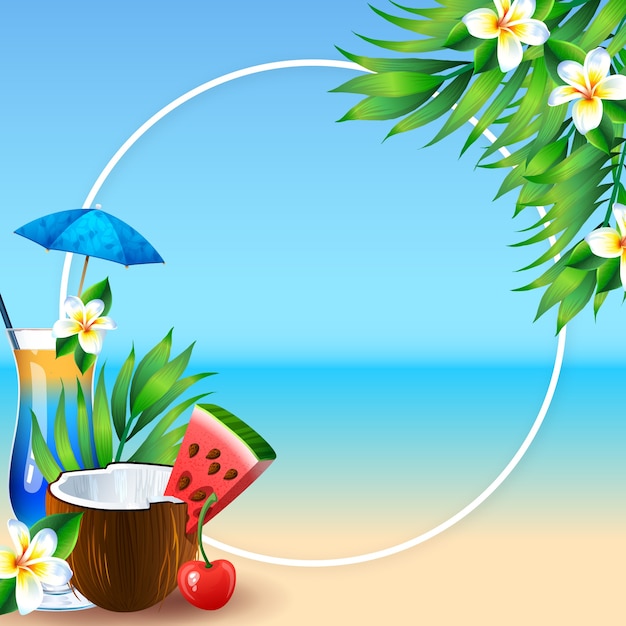 Free vector realistic frame template for summer season