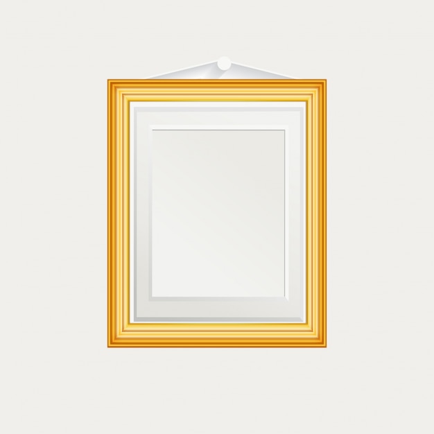 Realistic frame on a white wall