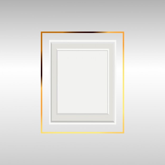 Realistic frame with golden edge