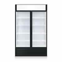 Free vector realistic freezer template with transparent door and glass