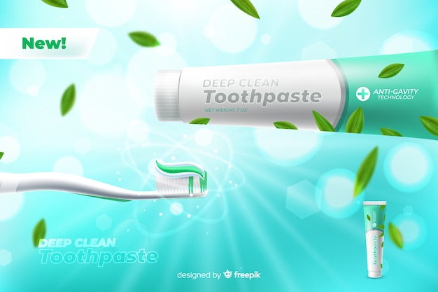 Free vector realistic fresh toothpaste poster ad