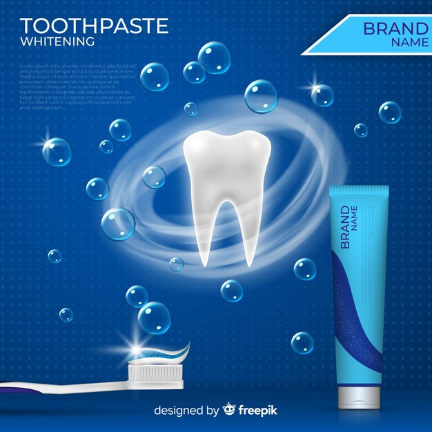 Realistic fresh toothpaste poster ad