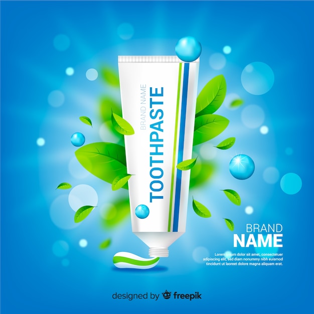 Free vector realistic fresh toothpaste poster ad