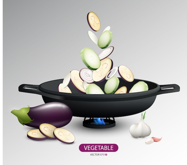 Realistic Fresh Vegetables Cooking Concept