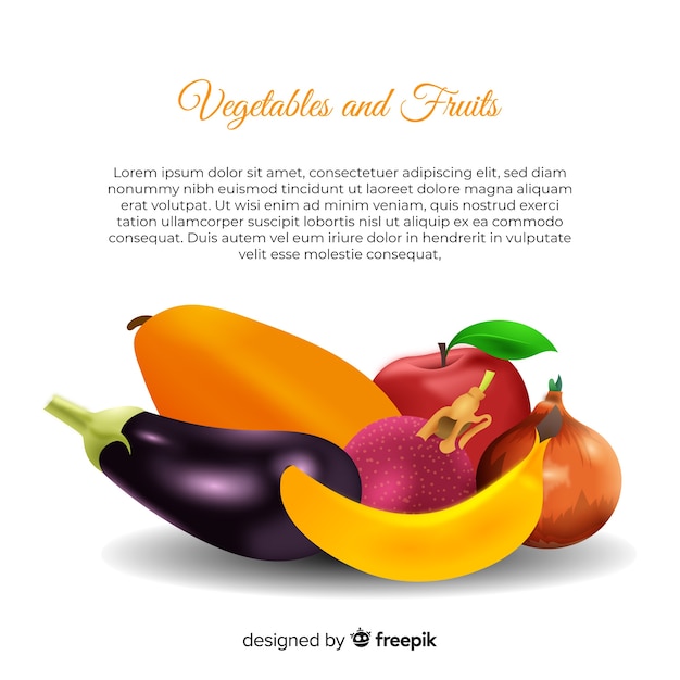 Realistic fruit and vegetable background