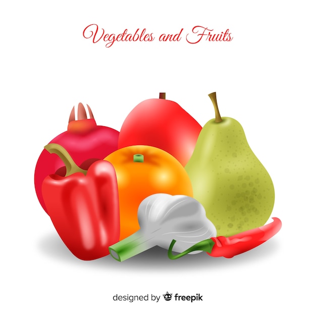 リアルな果物と野菜の背景