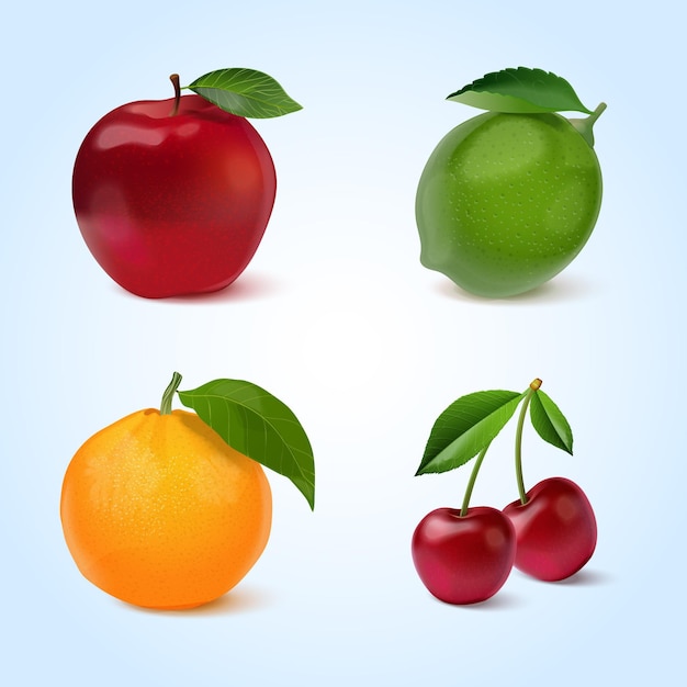 Realistic fruits collection