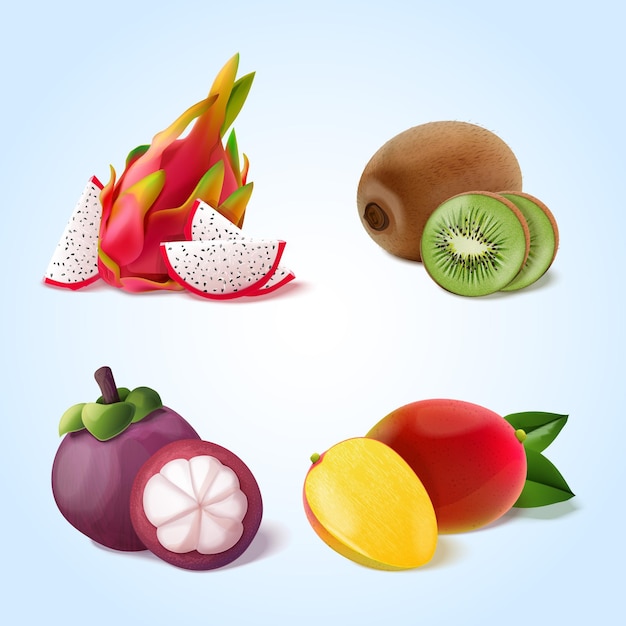 Realistic fruits collection