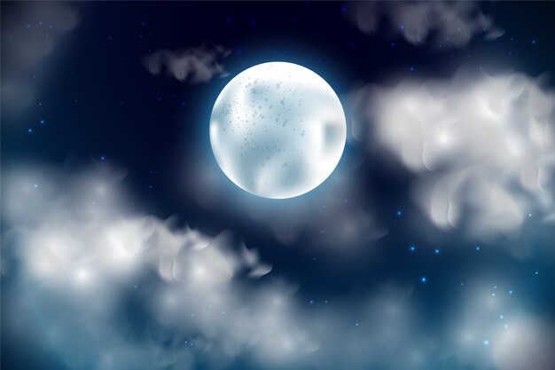 Реалистичная полная луна фон неба