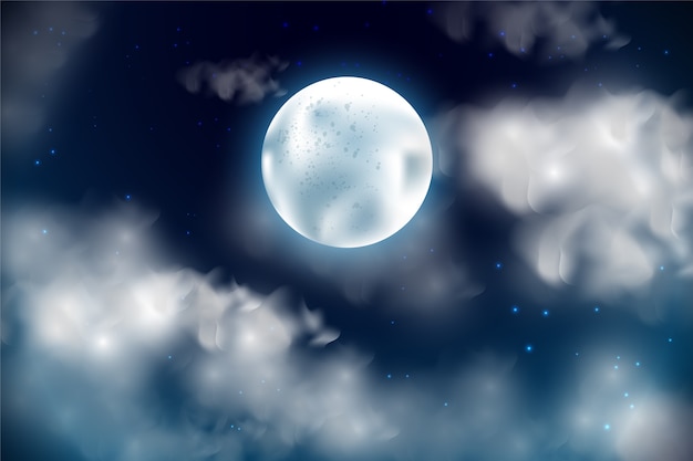 Realistic full moon sky background