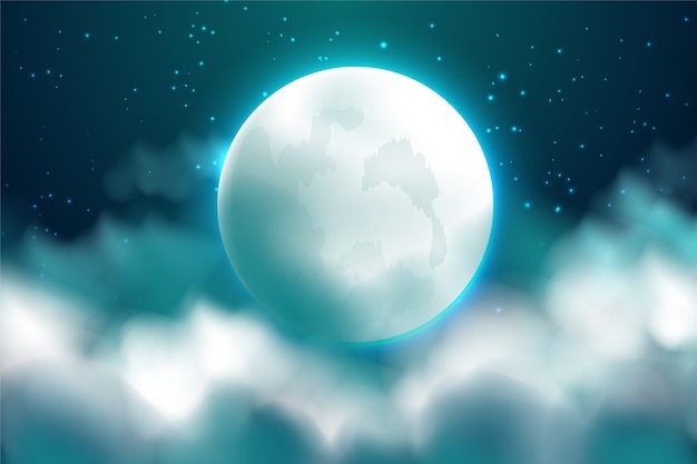 Realistic full moon sky background