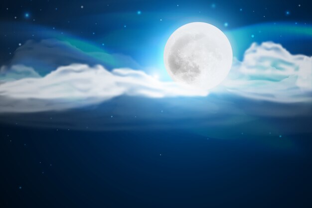 Realistic full moon sky background