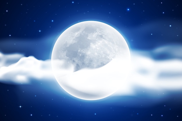 Free vector realistic full moon sky background