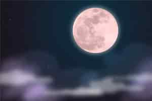 Free vector realistic full moon sky background