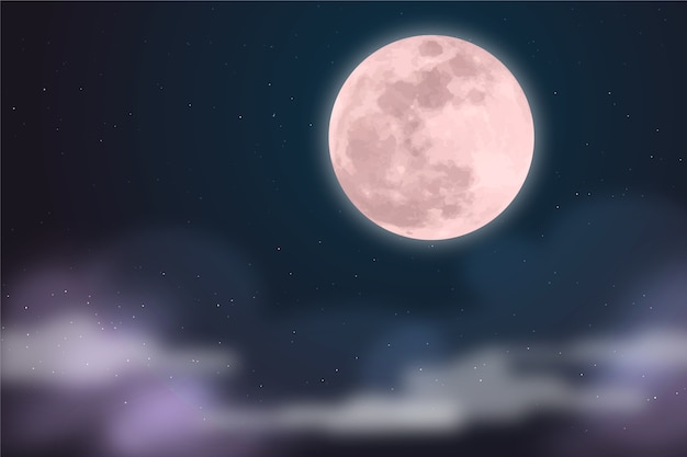 Realistic full moon sky background