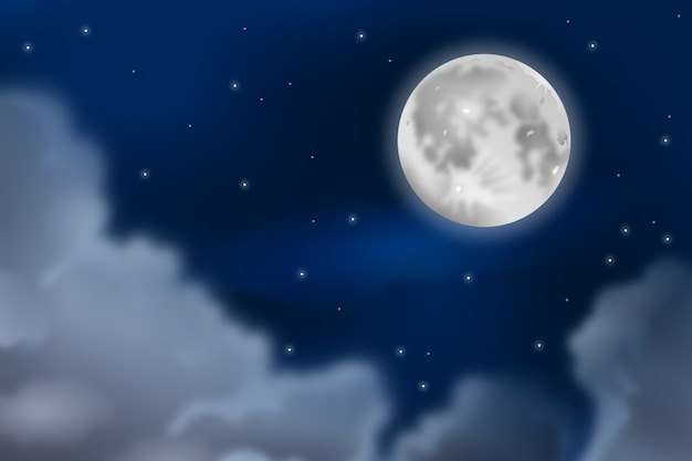 Realistic Full Moon Sky Background