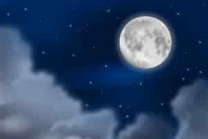Бесплатное векторное изображение Реалистичная полная луна фон неба